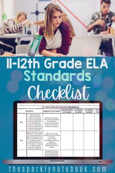 an image of a student's checklist with text overlay that reads i - 12th grade ela standards checklist