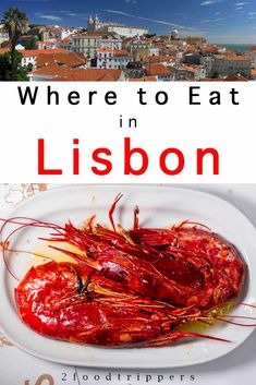 the cover of where to eat in lisbon, with an image of lobsters on