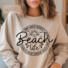 Summer Vibes Svg, Beach Shirts Vinyl, Beach Tshirt Ideas, Beach Shirt Design, Beach Tshirt, Family Summer, Svg Summer, Summer Svg, Create Shirts