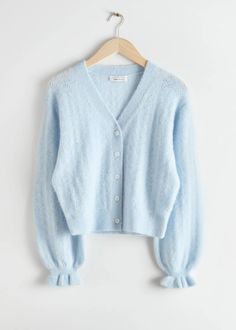 Light Blue Cardigan, Best Cardigans, Knitwear Fashion, Blue Cardigan, Korea Fashion, 가을 패션, Fashion Story, S Models, Knit Cardigan