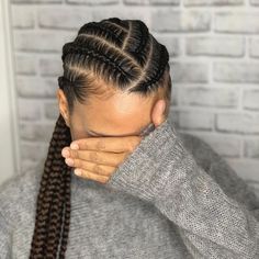 Cornrow Hairstyles For Curly Hair, Wrestling Braids, Mma Braids, Labor Hairstyles Delivery Black Women, Full Braided Hairstyles, Cornrow Braids Ideas, Easy Cornrow Hairstyles, Large Cornrows, Mexico Braids