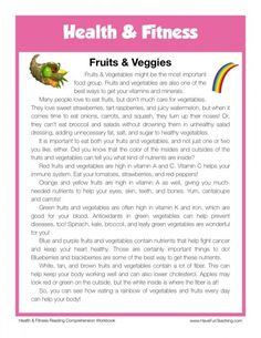 the health and fitness book for kids with fruits and veggies on it, in pink