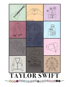 the cover of taylor swift's album, with images of different things on it