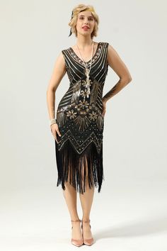 Zapaka Women 1920 Dress Black and Gold Sequin Flapper Gatsby Dress with Fringes – ZAPAKA UK 20s Style Dresses, Gold Flapper Dress, Gold Flapper, Womans Dress, 1920s Women, Burgundy Bridesmaid Dresses Long, 20s Style