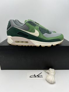 Brand New Nike Men Size 8.5 Air Max 90 Premium “Pro Green” DH4621-300. Nike Air Max 90 White, Air Max 90 Premium, White Hot, Nike Air Max 90, New Nike, Brooks Sneaker, Air Max, Nike Air Max, Nike Men