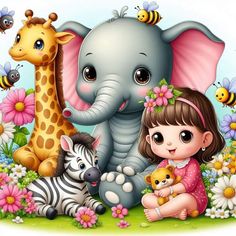 Cute Kawaii Animals, Disney Artwork, Safari Baby, Kawaii Animals, Jungle Animals, Baby Prints, Baby Cards, Baby Animals, Free Printable