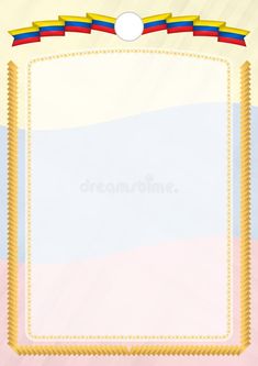 an empty frame with ribbons around it on a pink and blue background royalty illustration stock images