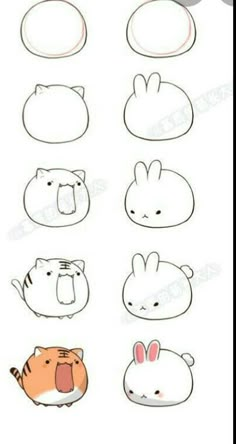 some animals that are drawn in the shape of eggs and hamsters with different expressions