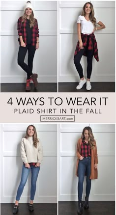 plaid shirt outfit ideas Flannel Shirt Jeans Outfit, Buffalo Check Flannel Outfit, Buffalo Check Flannel Outfit Women, Plaid Shirt Styles For Women, Casual Outfits With Flannels, Checks Shirts Women Style, Black Plaid Top Outfit, Leggings With Plaid Shirt Outfit, Formal Flannel Outfit