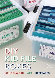 the diy kid file boxes schoolwork art keeps