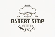 the bakery shop logo is shown with a chef's hat on top of it