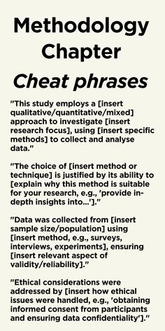 methodology chapter cheat phrases Chapter Template, Writing A Thesis Statement, Improve Writing Skills, Psychology Notes, Phd Life