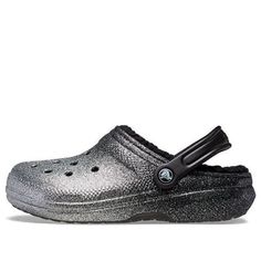 (WMNS) Crocs Classic Glitter Lined Clogs 'Black Silver' 205842-067 (Women's) Mules Shoes, Boat Shoes, Black Silver, Clogs, Fashion Forward, Men's Shoes, Glitter, Sandals, Silver