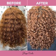 A before and after photo of a woman’s light brown hair using Rizos Curls hair products. The before is frizzy and dry and the after is defined and hydrated. Rizos Curls, Stage Style, Wash Day Routine, Hair Perm, Day Routine, Ombre Nail, Wash Day, Ombre Nail Designs