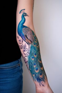 20 Sleeve tattoo ideas for women that inspire creativity – inkspiredtattoos.com Peacock Feather Tattoos For Women, Sleeve Tattoo Ideas For Women, Finch Tattoo, Hummingbird Flower Tattoos, Sparrow Tattoo Design, Tattoos Ideas For Women, Bluebird Tattoo