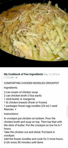 the recipe for chicken alfredo is shown in an instagramtion form, which includes instructions to make it