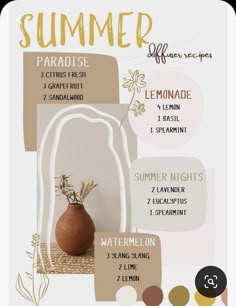 diffuser blends Witchy Hacks, Summer Diffuser Blends, Living Oils Recipes, Essential Oil Combinations, Essential Oil Diffuser Blends Recipes, Young Living Essential Oils Recipes, Essential Oil Diffuser Recipes, Oil Diffuser Recipes, Salt And Light