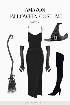 an advertisement for the amazon halloween costume with witches hats, gloves and boots on it