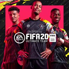 two men standing next to each other in front of a red and black background with the words, sports ultimate team