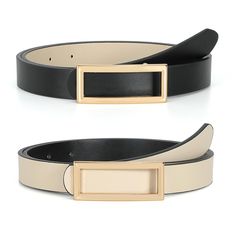 PRICES MAY VARY. 【Reversible Leather Belt】 Paying for one belt but getting two colors to use! The classic gold rectangle buckle is detachable, change it to another side you can get a different color women's belt, with worthy and convenient design. The belt is perfect to be paired with your favorite jeans, casual pants and dresses. 【Adjustable Belts for Women】 Fit size from 26" to 50", 0.9" width, please measure the part you want to wear before buying, then refer to the size chart to find your si Leather Dress Fashion, Dresses Ladies, Branded Belts, Chic Gifts, Reversible Belt, Fashion Belts, Jeans Casual, Women's Belt, Classic Gold