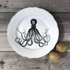 a plate with an octopus drawn on it