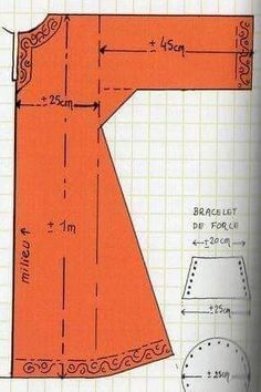 an orange dress is shown with measurements for the length and pattern, as well as how to measure it