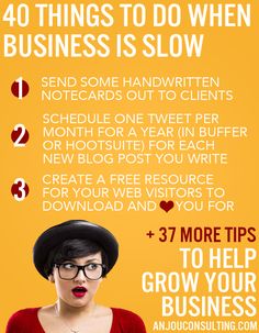 a woman wearing glasses and a hat with the words how to grow your business on it