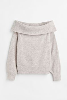 Off-the-shoulder Sweater - Light beige melange - Ladies | H&M US Mode Zara, Skandinavian Fashion, Neue Outfits, School Looks, Winter Fits, Stockholm Fashion, Mode Inspo, Dream Clothes, Looks Vintage