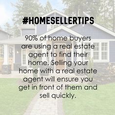 a house with the words homesellertips on it and an image of a real estate