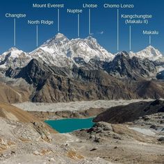 the mountains are labeled with different names