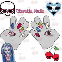 #monsterhigh #ghoulia #ghouliayelps #monsters #zombies #ghouls #nailinspo #nailinpiration #cute #fyp #save Monster High Nails Short, Zombie Nail Art, Monster High Nails, Monster High Ghoulia, Zombie Style, Monster Nails