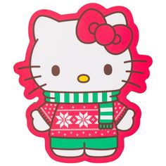 an image of a hello kitty sticker with snowflakes on it's chest