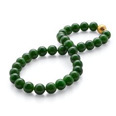 12mm Green Nephrite Jade & Gold Necklace – Gump's Extraordinary Jewelry, Jewelry By Material, Nephrite Jade, Jade Necklace, Jewelry Designers, Timeless Jewelry, Jade Beads, Signature Design, Jade Green