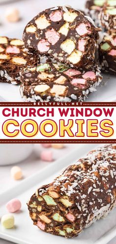 Include these best church window cookies to your holiday baking list! A classic no bake recipe made with shredded coconut, mini marshmallows, walnuts, and chocolate. Learn how to make these easy cathedral cookies! Try it! Cathedral Window Cookies, Cathedral Cookies Recipe, Cathedral Cookies, Recipes With Mini Marshmallows, Church Window Candy, Gem Cookies, Church Window Cookies, Star Crunch Cookies Recipes, Chocolate Church Window Cookies