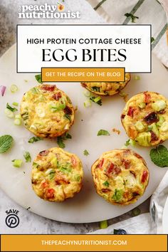 egg bites on a plate with the title high protein cottage cheese egg bites