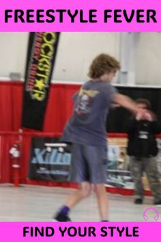 two young boys are playing frisbee in a gym with the caption, find your style