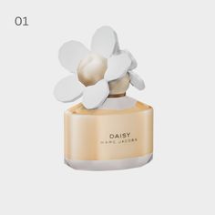 a bottle of daisy perfume with the words daisy written on it and an image of a flower