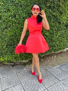 "Cheongsam cocktail mini dress,High neck qipao Chinese dress for women,Asian dress Gift for best friend Gift for daughter  ❤️Model is 5.5 ft.(165 cm.) wearing US6 (bust35\" waist 28\" hips 38\") In a world where tradition meets modernity, this Qipao short dress stands as a unique embodiment of cultural beauty. Seamlessly blending the classic Mandarin dress style with contemporary fashion, this piece is more than just a garment; it's a celebration of heritage and modern elegance. It is designed with a keen eye for detail, ensuring each dress resonates with the beauty of the wearer. - **Floral Elegance A floral dress that captures the essence of nature's beauty, featuring exquisite flower patterns that adorn the fabric, creating a stunning visual appeal. - **Cheongsam Mini Dress Plus Size Em Formal High Neck Mini Dress For Summer, Red Sleeveless Mini Dress For Evening, Sleeveless Spring Wedding Cheongsam, Spring Wedding Sleeveless Cheongsam, Elegant Sleeveless Cheongsam For Evening, High Neck Sleeveless Dress For Party, Elegant Sleeveless Evening Cheongsam, Elegant Red Summer Cheongsam, Summer Wedding Dress With Stand Collar