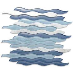 blue and white waves are arranged in the shape of an ocean wave on a white background