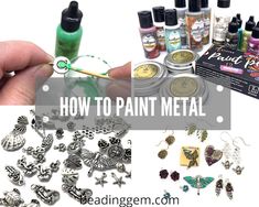 Painted Metal Jewelry, Painting Metal Jewelry, How To Paint Metal Jewelry, How To Paint On Metal, Painting Metal Tutorial, How To Color Metal, Alcohol Ink On Metal, Furniture Molding, Metal Tutorial