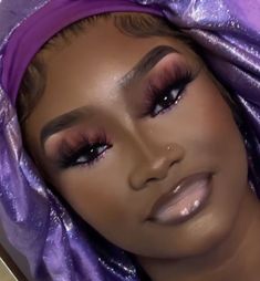 Purple Soft Glam Makeup Black Women, Prom Makeup With Diamonds, Purple Silver Makeup, Lavender Makeup Looks Prom, Purple And White Makeup, Dark Purple Makeup Looks, Prom 2k24, Purple Makeup Looks