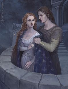 a painting of two women standing next to each other