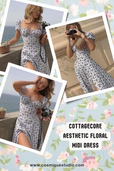 COTTAGECORE AESTHETIC FLORAL MIDI DRESS Cute Aesthetic, One Piece Dress