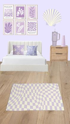 purple preppy bedroom! 💜 #purple #bedroom #preppy #rug #stanley #candle #skincare #bed #slayyy #aesthetic Purple Preppy Bedroom, Purple Teen Room, Purple Bedroom Ideas For Teens, Lavender Room Aesthetic, Preppy Rug, Bedroom Preppy, School Bedroom, Purple Preppy, Preppy Bedroom Decor