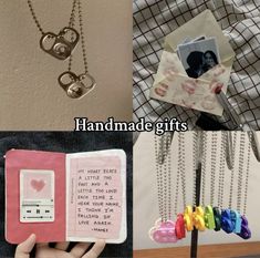 there are many different items that can be seen in this collage with the words handmade gifts written on them