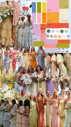 a collage of different color schemes for bridesmaid dresses