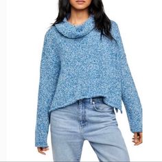 New With Tags Free People Blue Marine Sweater Size: Medium 18" Front Length; 20 1/2" Back Length. Cowl Neck; Long Sleeves. 66% Polyester, 29% Acrylic, 4% Nylon, 1% Elastane. Cowl Neck, Slouchy Oversize, Dolman Sleeve, Soft And Slouchy, Fuzzy Cowl-Neck Pullover, Cozy Sweatshirt, Boho, Turtleneck, Cropped Oversized Cowl Neck Sweater, Cowl Sweater, Boxy Sweater, Cowl Neck Long Sleeve, Sweater Style, Oversized Knitted Sweaters, Fuzzy Sweater, Free People Sweaters, Chunky Knits Sweater