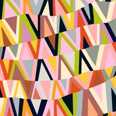 an abstract background with many different colored triangles and lines on the side, all in various colors