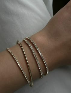 Tennis Bracelet Gold, Gold Bracelet For Women, Jewelry Fashion Trends, Classy Jewelry, Stacked Jewelry