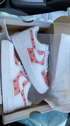 Cherry Blossom Customs hand painted with Angelus shoe paint. Girl Shoes Sneakers, Girl Sneakers, Pink Women Outfits, Cute Air Jordans, Nike Women’s Shoes, Cherry Stuff, Nike Shoes Women Fashion, Painted Nikes, Shoes Nike